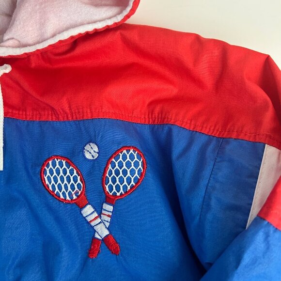 Vintage 80's Tiny Tots Original Kids 6 Hooded Tennis Jacket Full Zip Windbreaker - Picture 3 of 9